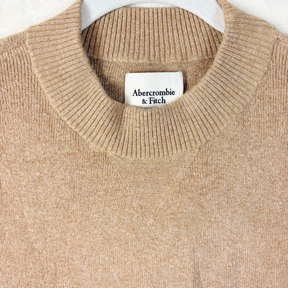 Abercrombie & Fitch Sweater Women Sz Small Tan Mock Neck Long Sleeve Camel Knit - Picture 3 of 10